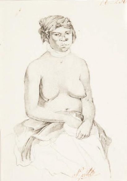 Nicolas Martin PETIT (Paris, 1777-1804) Étude de femme aux seins nues
Crayon noir.
Signé...