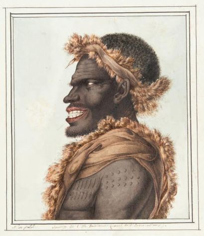 Nicolas Martin PETIT (Paris, 1777-1804) Portrait de profil d'un homme de l'île Van...