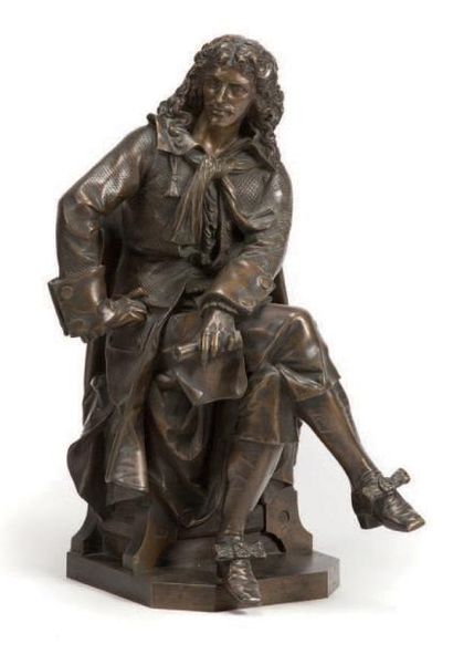 Désiré MARIE Molière Bronze patiné portant sur le devant: «D. Marie».
Haut.: 40 ...