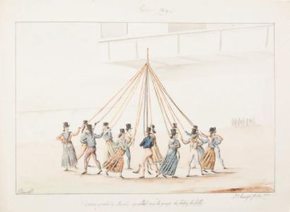 Jacques ARAGO (1790-1854) Danse du bâton habillé, à Agana, ile de Guam, 1819
Aquarelle...