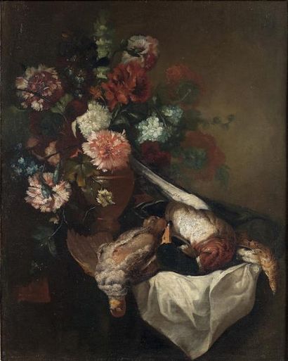 École ANGLAISE du XVIIIe siècle, attribué à Gowes HAMILTON Nature morte au vase de...