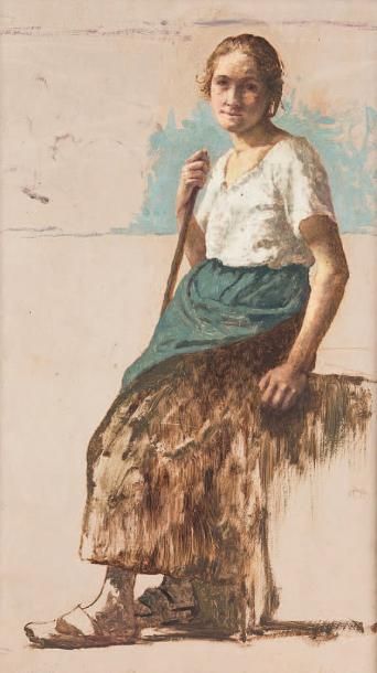 null Étude, Portrait de paysanne assise
Huile sur toile, non signée.
40 x 22 cm