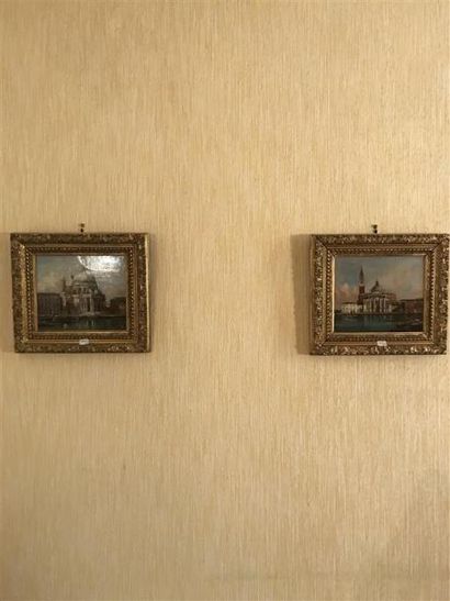 null Deux huiles sur panneau "Vues de Venise".
19 cm x 22 cm