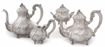 null Service à thé et à café en argent (800), de style orientale, de forme balustre,...