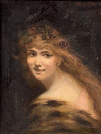 École de la fin du XIXe siècle 
Jeune femme
Huile sur toile, réentoilée.
Signature...
