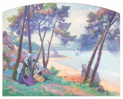 Paul MADELINE (Paris, 1863-1920) 
Rivière Bretonne
Sur sa toile d'origine.
Signée...