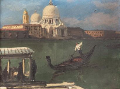 Jules FLANDRIN (1871-1947) 
Venise
Huile sur toile, signée et située en bas à gauche.
(Petit...