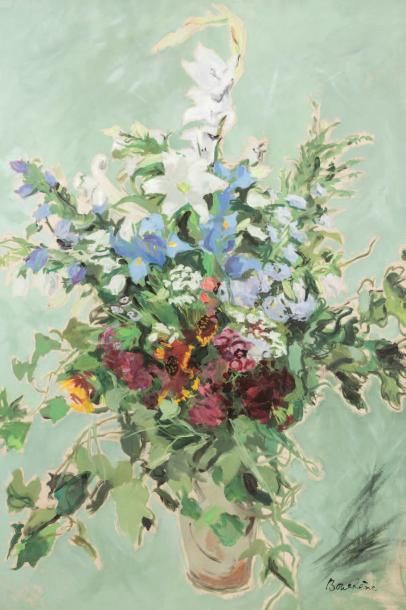 Dimitri BOUCHENE (1893-1993) 
Vase de fleurs
Gouache.
Signée en bas à droite.
105...