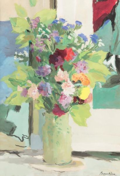 Dimitri BOUCHENE (1893-1993) 
Le vase vert
Gouache.
Signée en bas à droite.
63 x...