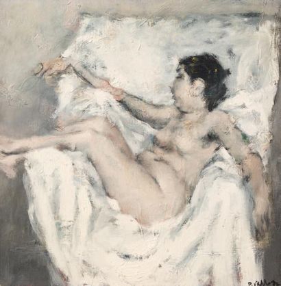 Paolo VALLORZ (1931) 
Femme nue sur un fauteuil
Huile sur toile.
Signée en bas droite.
47,5...