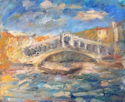 Pierre GOGOIS (1935) Le pont Rialto Venise
Huile sur toile
Signée en bas à droite
50...