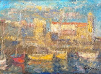 Pierre GOGOIS (1935) Le port de Collioure
Huile sur toile
Signée en bas à droite
46...