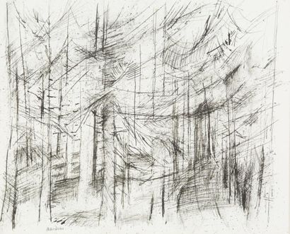 Guy Bardone (1927-2015) «Les arbres»
Encre sur papier.
Signé en bas vers la gauche.
32...