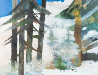 Guy Bardone (1927-2015) «Ciel bleu sur la neige dans le Jura»
Huile sur toile.
Signée...