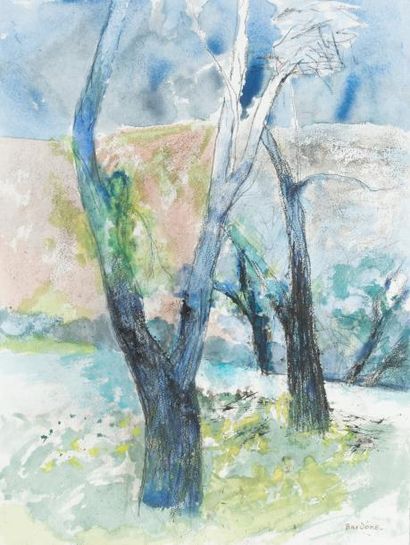 Guy Bardone (1927-2015) «Les arbres»
Aquarelle et fusain sur papier.
Signé en bas...