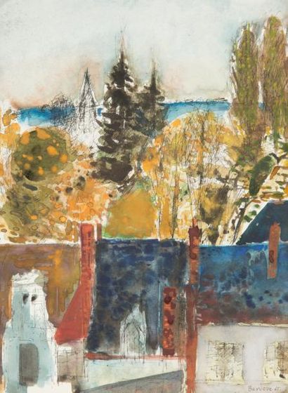 Guy Bardone (1927-2015) «Vieux toits à Loches»
Aquarelle et encre sur papier.
Signé...