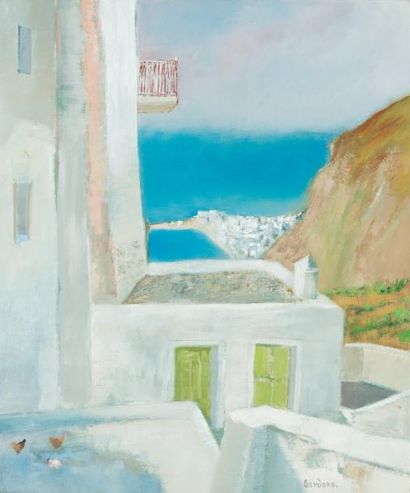 Guy Bardone (1927-2015) «Le mur rose à Serifos»
Huile sur toile.
Signée en bas vers...