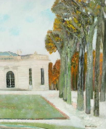 Guy Bardone (1927-2015) «Pavillon dans un parc»
Huile sur toile.
Signée en bas à...