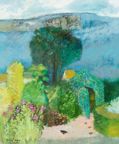 Guy Bardone (1927-2015) «Jardin à la tonnelle»
Huile sur toile.
Signée en bas à droite,...