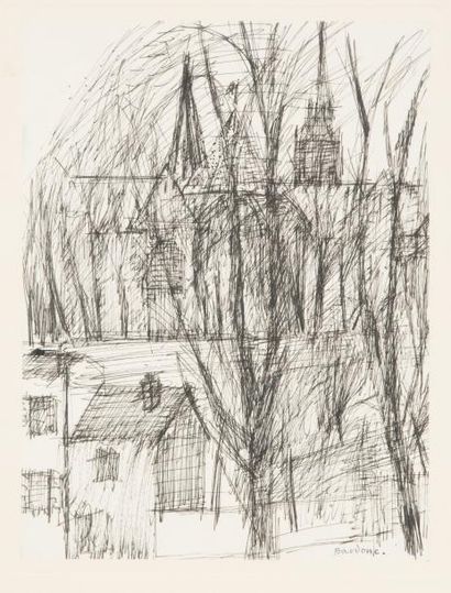 Guy Bardone (1927-2015) «Chartres»
Encre sur papier.
Signé en bas à droite, titré...