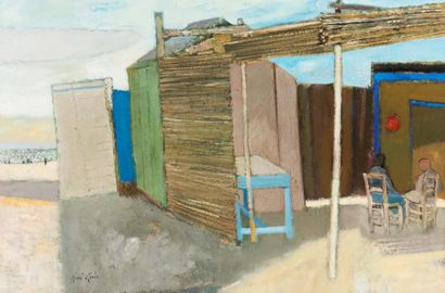 René GENIS «Sur la plage, Almuñecar»
Huile sur toile.
Signée en bas vers la gauche,...