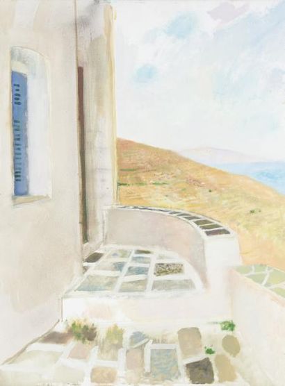 René GENIS (1922-2004) «La terrasse sur la mer, Serifos»
Huile sur toile. Non signée,...