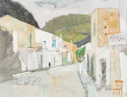 René GENIS (1922-2004) «Rue en ocre et blanc»
Huile sur toile. Non signée, titrée...