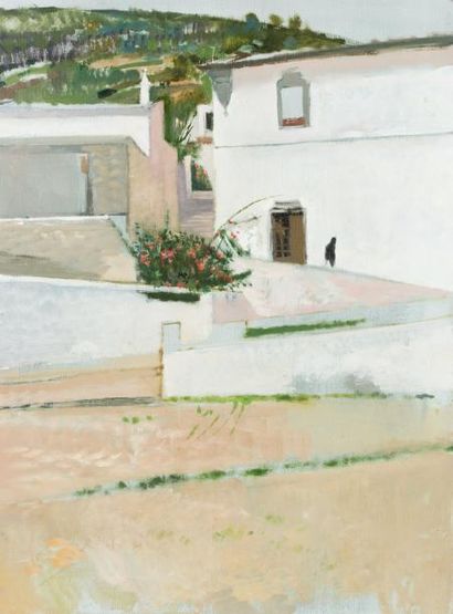 René GENIS (1922-2004) «Maisons blanches, Portugal»
Huile sur toile.
Non signée.
81...