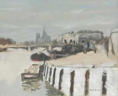 René GENIS (1922-2004) «Paris»
Huile sur toile.
Signée en bas à droite, contresignée,...