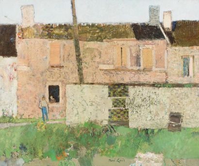 René GENIS (1922-2004) «Cour de ferme, île de France»
Huile sur panneau d'isorel.
Signé...