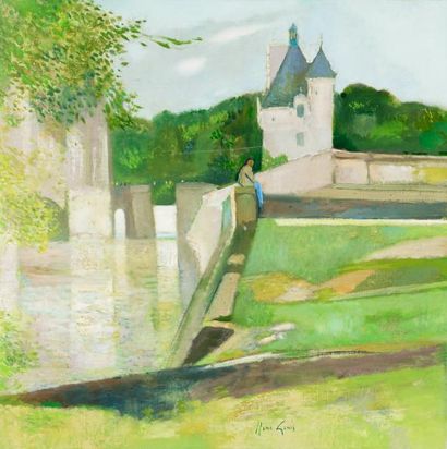 René GENIS (1922-2004) «La tour des gardes, Chenonceau»
Huile sur toile.
Signée en...