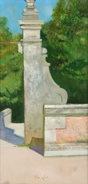 René GENIS (1922-2004) «Le mur rose à Chenonceau»
Huile sur toile.
Signée en bas...