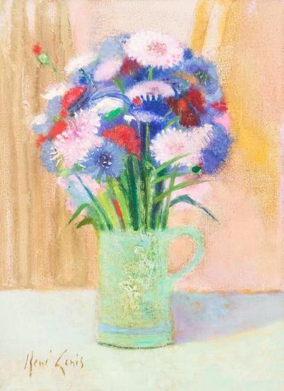 René GENIS (1922-2004) «Le bouquet tricolore, 1993»
Huile sur toile.
Signée en bas...