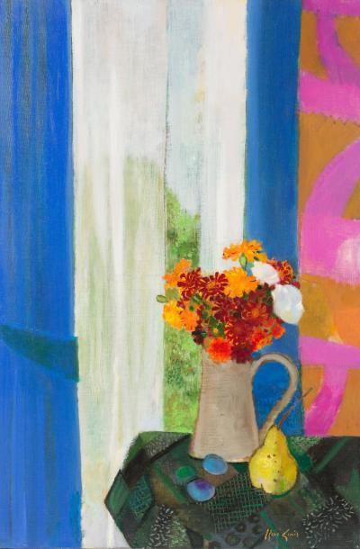 René GENIS (1922-2004) «Bouquet au voile blanc»
Huile sur toile.
Signée en bas à...