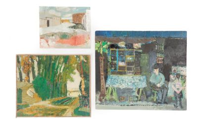 René GENIS (1922-2004) «Le bouquiniste et deux paysages»
Trois huiles sur papier...