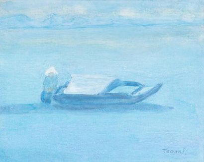 Jean TSAMIS (1920) «Barque sur le Mékong»
Acrylique sur toile.
Signée en bas à droite,...