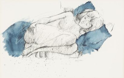 Guy Bardone (1927-2015) «L'endormie»
Aquarelle et encre sur papier.
Signé en bas...