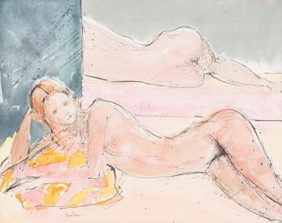 Guy Bardone (1927-2015) «Le dos dans le miroir»
Aquarelle et encre sur papier.
Signé...