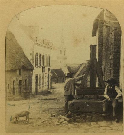null FURNE & TOURNIER, vue stéréoscopique du " Voyage en Bretagne " N°14, 1857- Landevan...