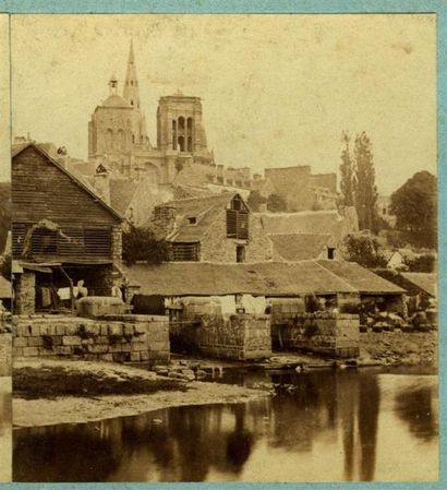 null FURNE & TOURNIER , vue stéréoscopique du " Voyage en Bretagne " N°206, 1857-Guingamp...