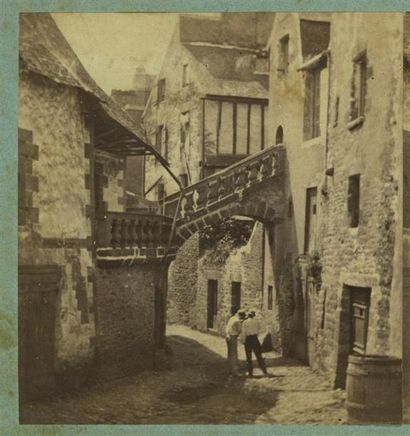 null FURNE & TOURNIER, vue stéréoscopique du " Voyage en Bretagne " N°16, 1857- Hennebont...