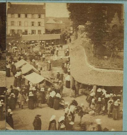 null FURNE & TOURNIER, vue stéréoscopique du " Voyage en Bretagne " N°96, 1857- Pleyben...