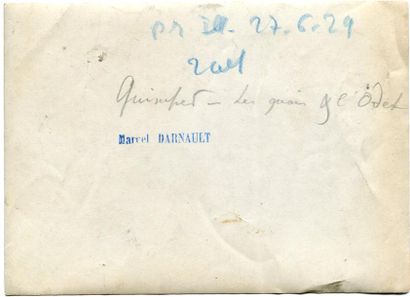 null Marcel DARNAULT. Deux (2) photographies vers 1920 : Carnac et Quimper. Tirages...