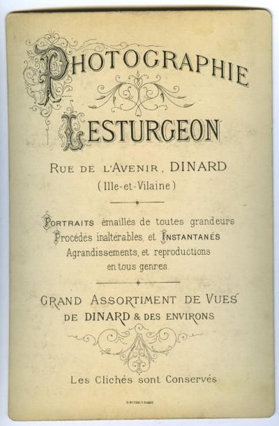 null LESTURGEON. Dinard, vers 1880. Tirage albuminé d'époque 9,7 x 15,2 cm. Au dos,...