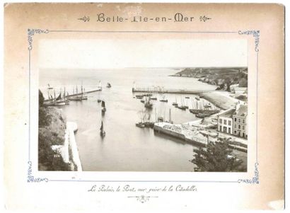 null NEURDEIN. Belle-Ile, le port vers 1880. Tirage albuminé d'époque, 11,3 x 18,1...