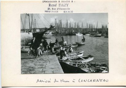  Photographe non identifié. Concarneau, arrivée du thon, vers 1940. Tirage argentique...