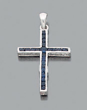 Pendentif «croix réversible» en or gris (750...