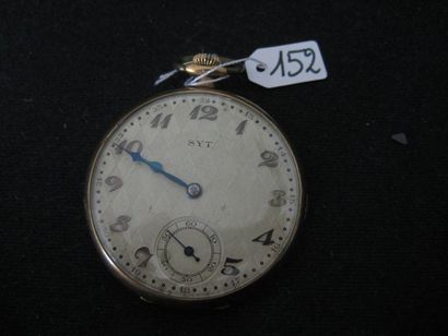 null Montre de gousset en argent doré à remontoir, cadran à chiffres rabes, le compteur...