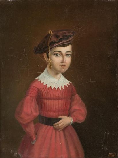Attribué à Charles François JALABERT (1819-1901) Portrait d'un jeune garçon
Toile.
Monogrammé...