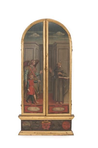 École Française du XVIIe siècle Triptyque de la crucifixion Volets latéraux: La Pentecôte...